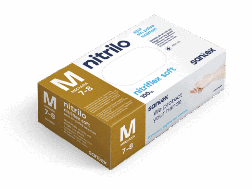 Luva de Nitrilo sem pó Nitriflex Soft Blue Santex
