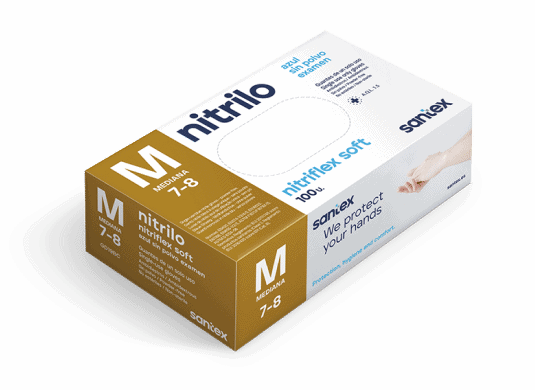 Luva de Nitrilo sem pó Nitriflex Soft Blue Santex