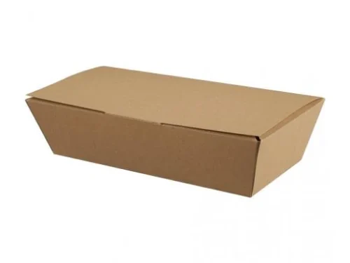 Caixa com Tampa de Dobradiça Kraft-Branco 1550 ml