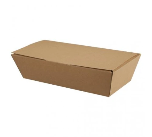 Caixa com Tampa de Dobradiça Kraft-Branco 1550 ml